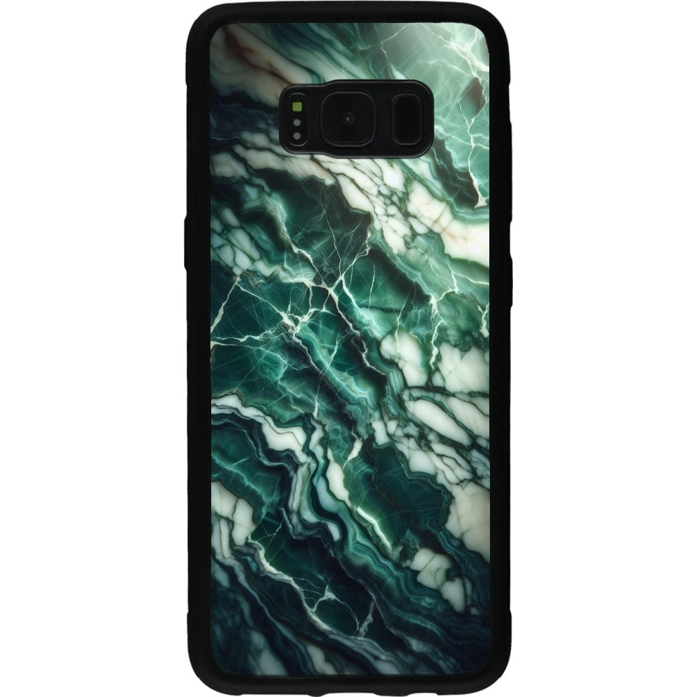 Coque Samsung Galaxy S8 - Silicone rigide noir Marbre vert majestueux