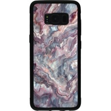 Coque Samsung Galaxy S8 - Silicone rigide noir Marbre violette argentée