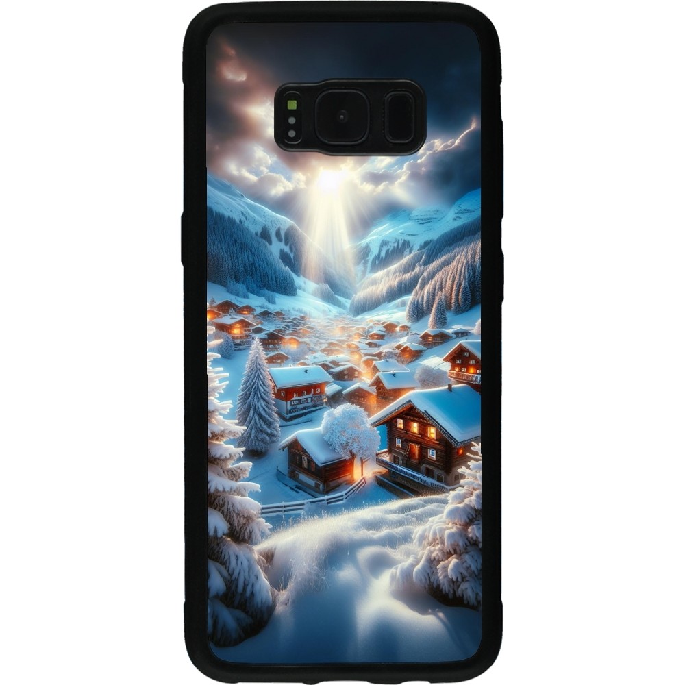 Coque Samsung Galaxy S8 - Silicone rigide noir Mont Neige Lumière