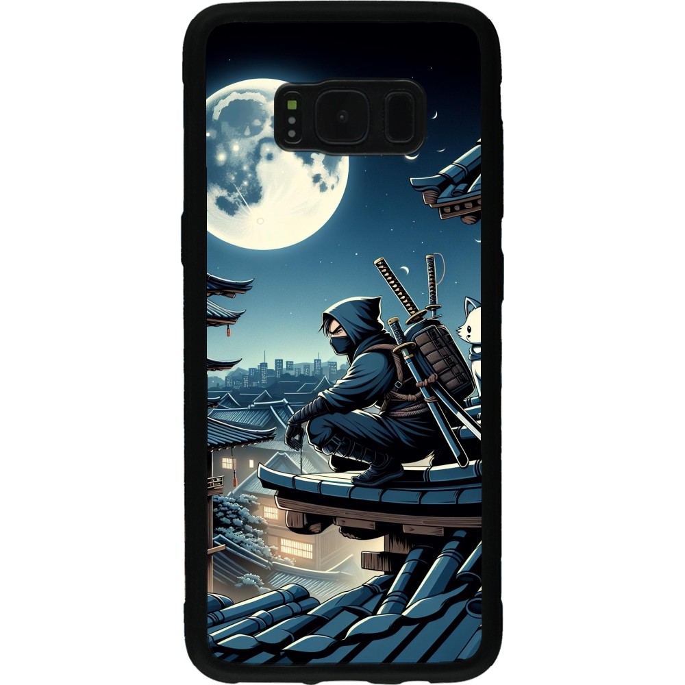 Coque Samsung Galaxy S8 - Silicone rigide noir Ninja sous la lune