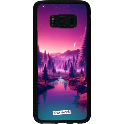 Coque Samsung Galaxy S8 - Silicone rigide noir Paysage Violet-Rose