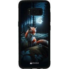 Coque Samsung Galaxy S8 - Silicone rigide noir Renard lune forêt