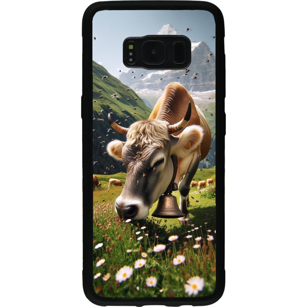 Coque Samsung Galaxy S8 - Silicone rigide noir Vache montagne Valais