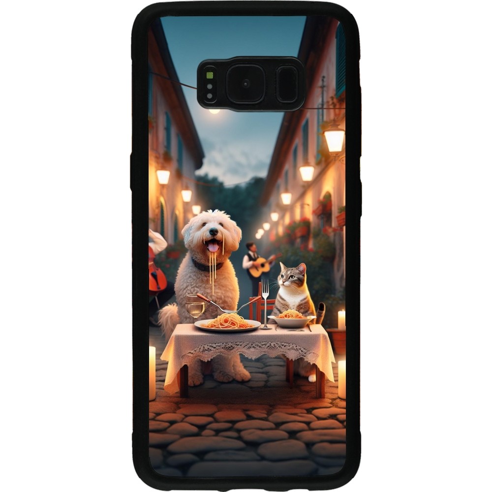 Coque Samsung Galaxy S8 - Silicone rigide noir Valentine 2024 Dog & Cat Candlelight