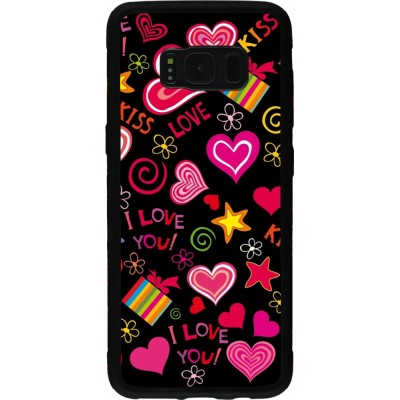 Coque Samsung Galaxy S8 - Silicone rigide noir Valentine 2023 love symbols