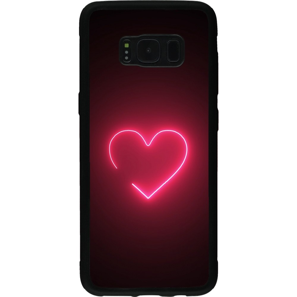 Coque Samsung Galaxy S8 - Silicone rigide noir Valentine 2023 single neon heart