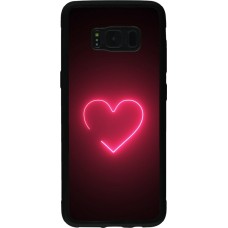 Coque Samsung Galaxy S8 - Silicone rigide noir Valentine 2023 single neon heart