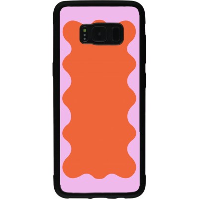 Coque Samsung Galaxy S8 - Silicone rigide noir Wavy Rectangle Orange Pink