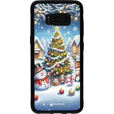 Coque Samsung Galaxy S8 - Silicone rigide noir Noël 2023 bonhomme de neige et sapin