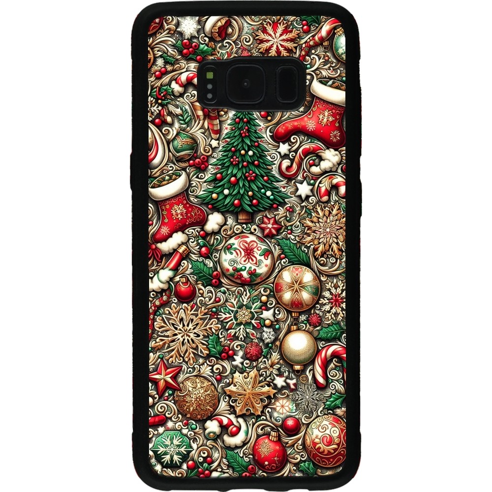 Coque Samsung Galaxy S8 - Silicone rigide noir Noël 2023 micro pattern