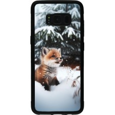 Coque Samsung Galaxy S8 - Silicone rigide noir Noël 2023 Renardeau sapin