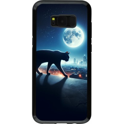 Coque Samsung Galaxy S8+ - Hybrid Armor noir Chat noir sous la pleine lune