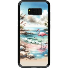 Coque Samsung Galaxy S8+ - Hybrid Armor noir Flamant rose aquarelle