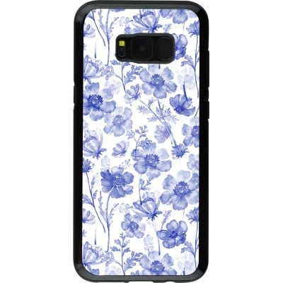 Coque Samsung Galaxy S8+ - Hybrid Armor noir Spring 23 watercolor blue flowers