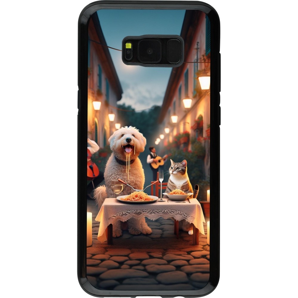 Coque Samsung Galaxy S8+ - Hybrid Armor noir Valentine 2024 Dog & Cat Candlelight