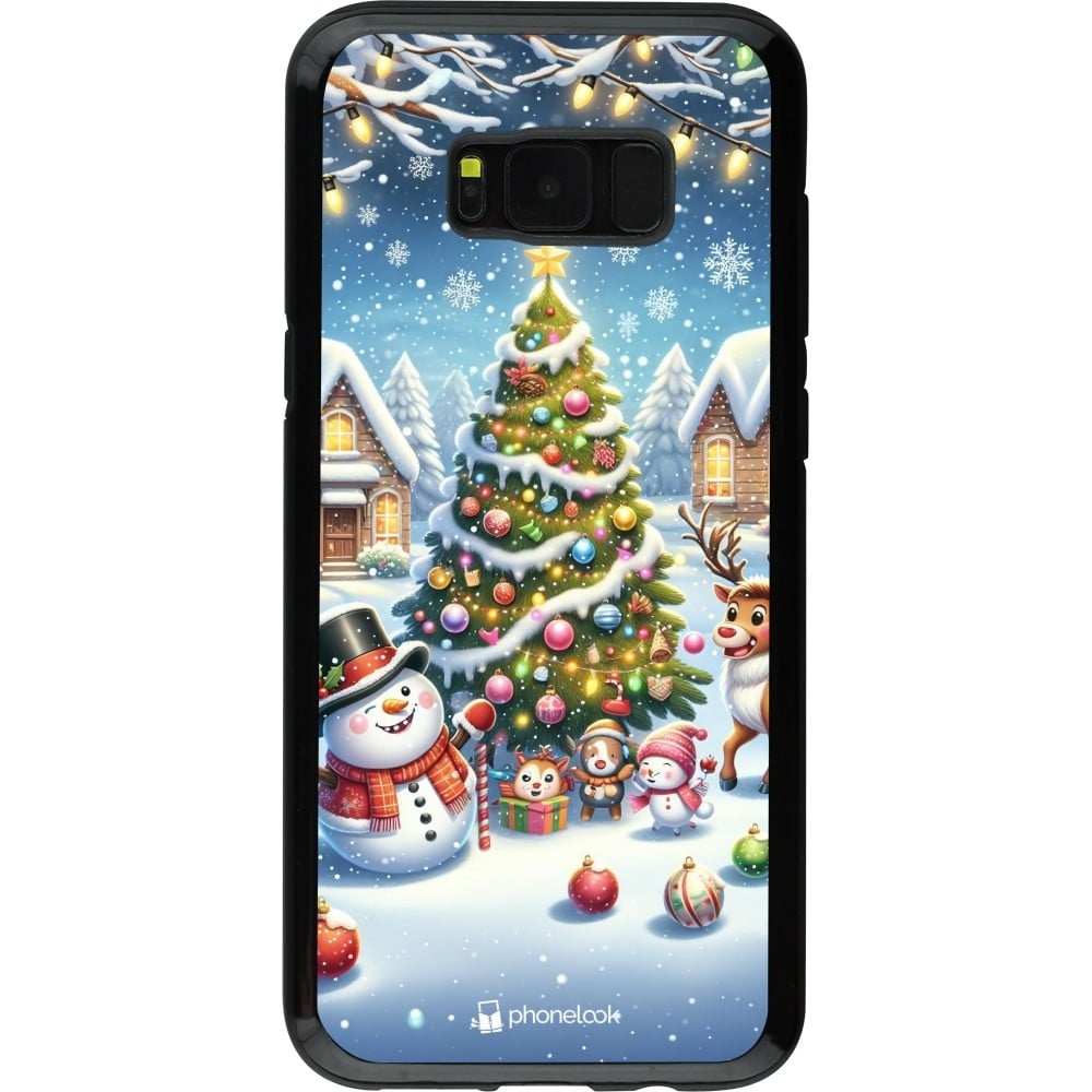 Coque Samsung Galaxy S8+ - Hybrid Armor noir Noël 2023 bonhomme de neige et sapin