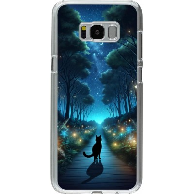 Coque Samsung Galaxy S8+ - Plastique transparent Chat noir promenade