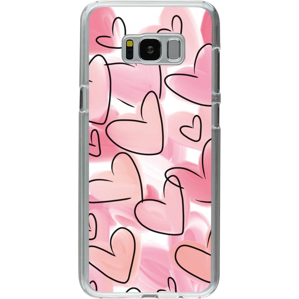 Coque Samsung Galaxy S8+ - Plastique transparent Easter 2023 pink hearts