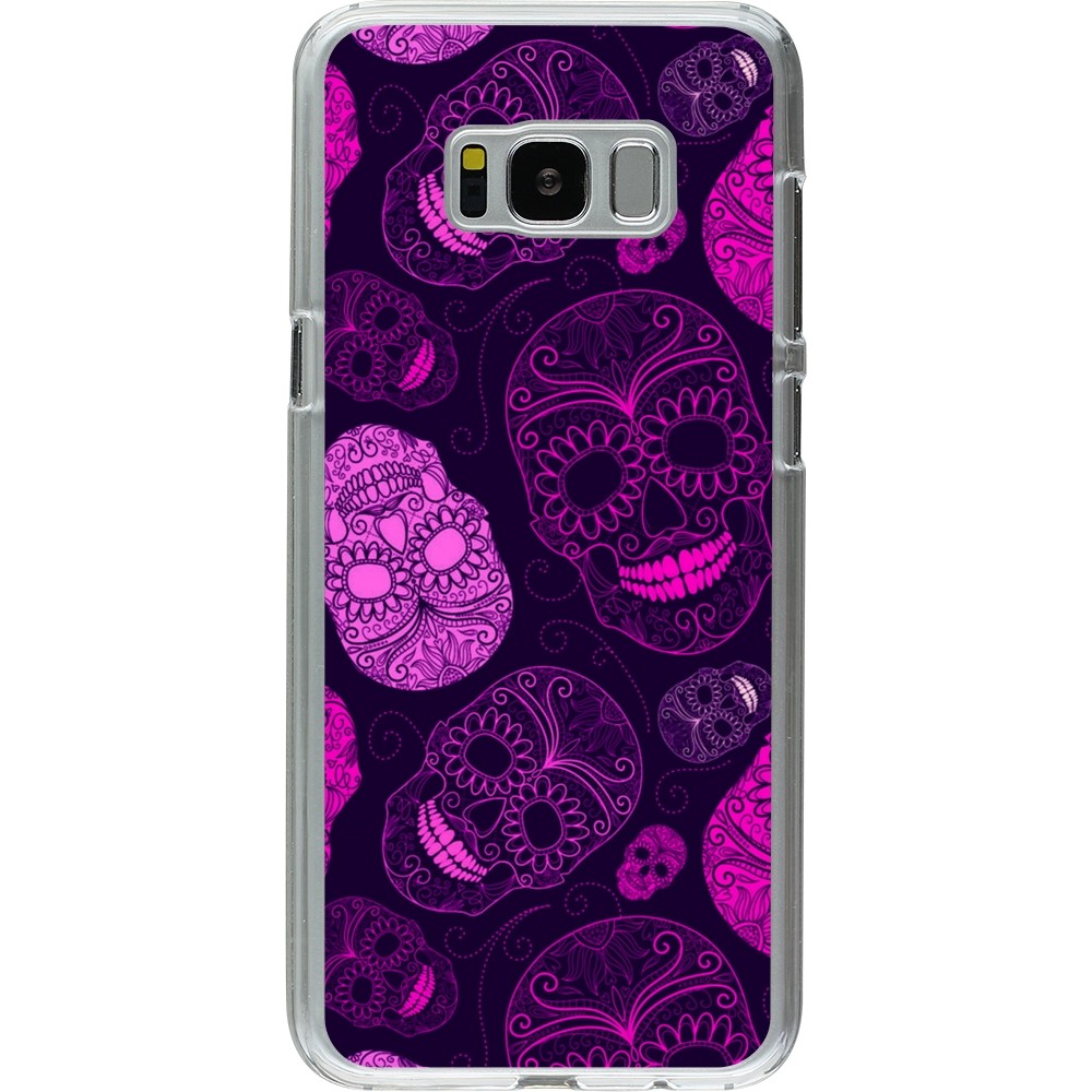 Coque Samsung Galaxy S8+ - Plastique transparent Halloween 2023 pink skulls