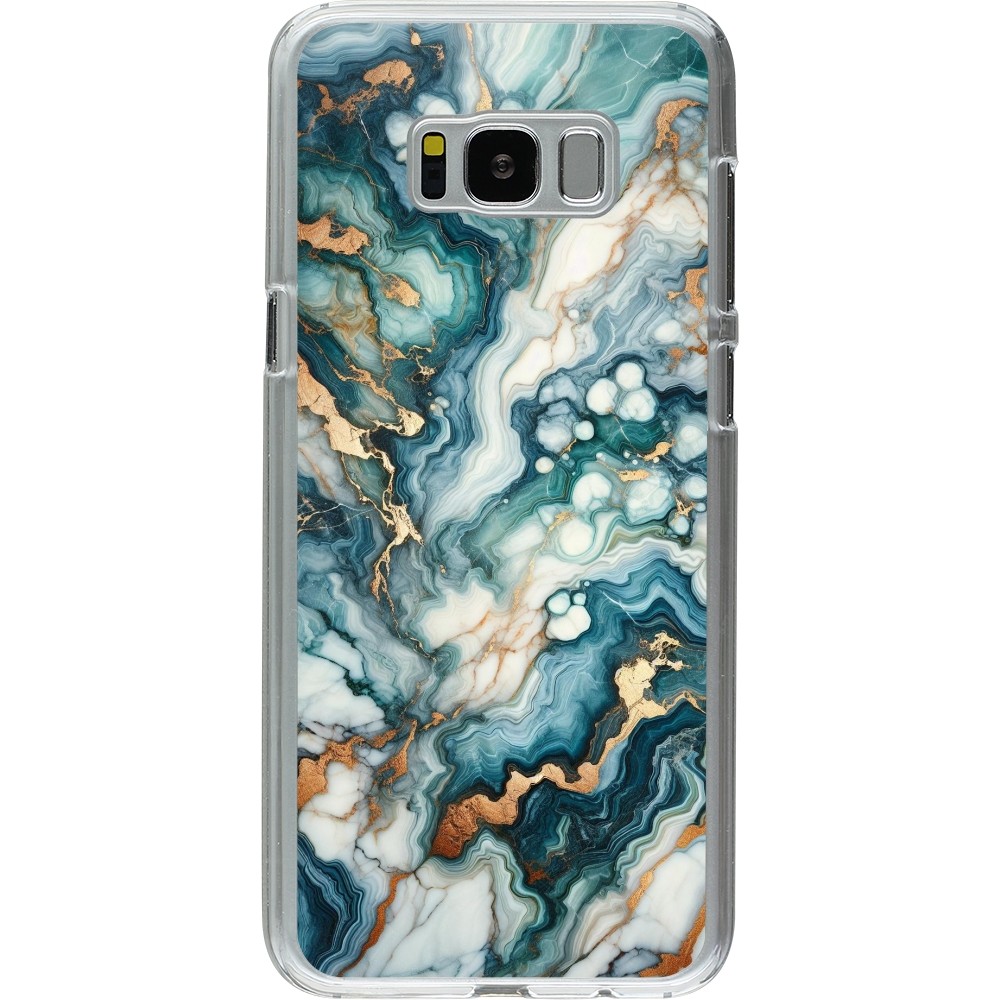 Coque Samsung Galaxy S8+ - Plastique transparent Marbre Vert Bleu Doré