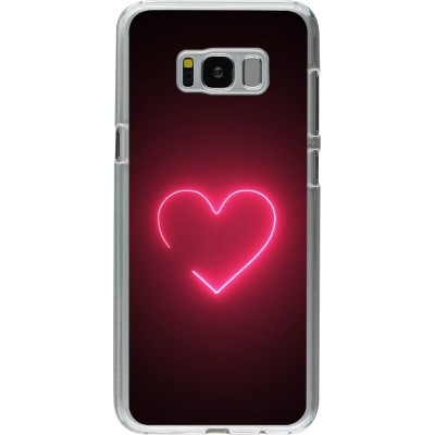 Coque Samsung Galaxy S8+ - Plastique transparent Valentine 2023 single neon heart