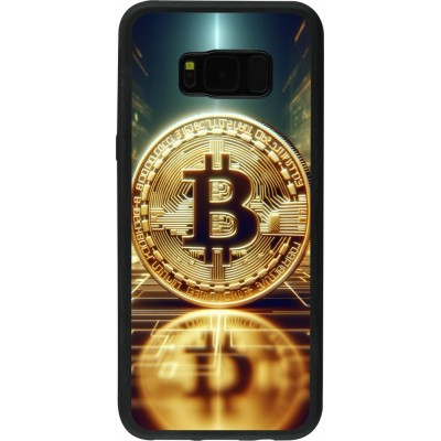 Coque Samsung Galaxy S8+ - Silicone rigide noir Bitcoin Standing