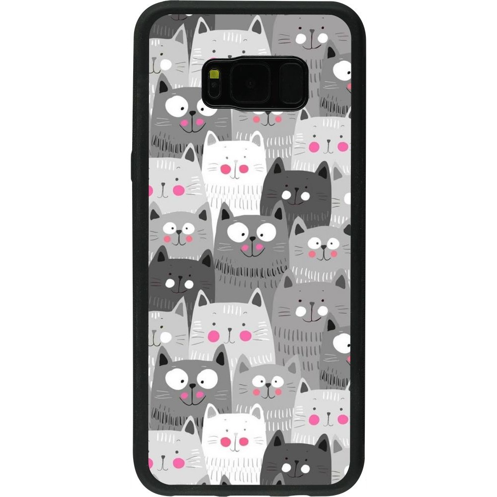 Coque Samsung Galaxy S8+ - Silicone rigide noir Chats gris troupeau