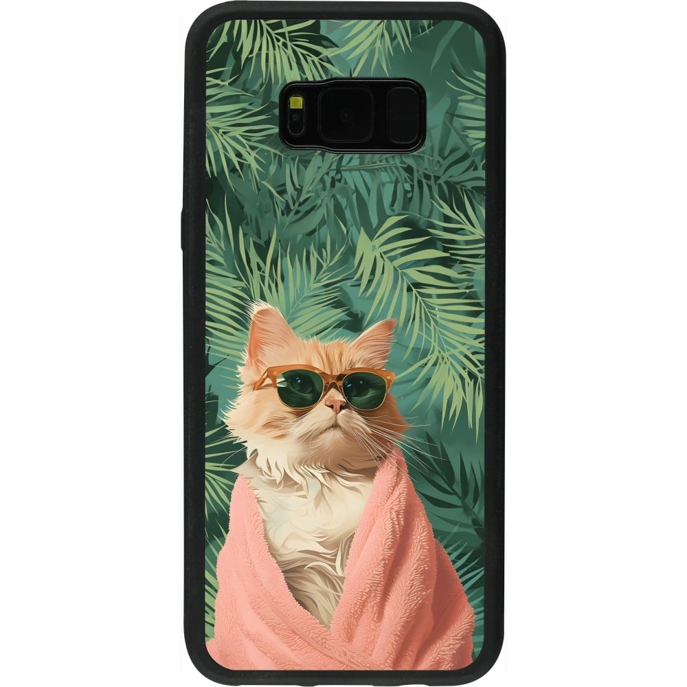 Coque Samsung Galaxy S8+ - Silicone rigide noir Cat Summer Palms