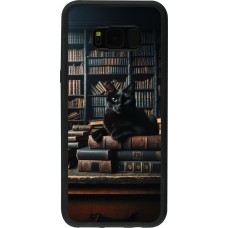 Coque Samsung Galaxy S8+ - Silicone rigide noir Chat livres sombres