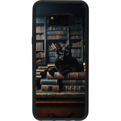 Coque Samsung Galaxy S8+ - Silicone rigide noir Chat livres sombres