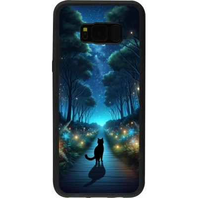 Coque Samsung Galaxy S8+ - Silicone rigide noir Chat noir promenade