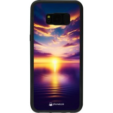 Coque Samsung Galaxy S8+ - Silicone rigide noir Coucher soleil jaune violet