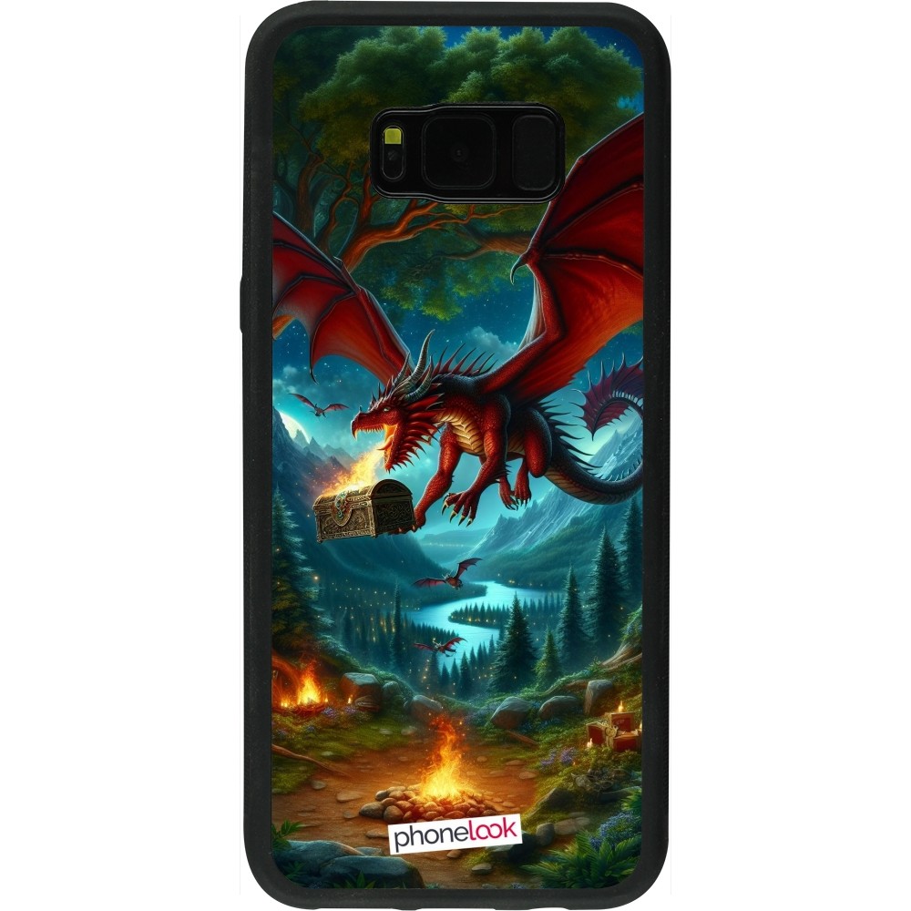 Coque Samsung Galaxy S8+ - Silicone rigide noir Dragon Volant Forêt Trésor