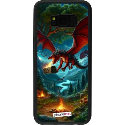 Coque Samsung Galaxy S8+ - Silicone rigide noir Dragon Volant Forêt Trésor