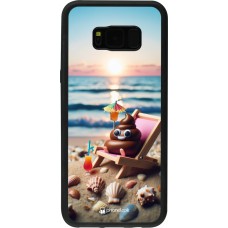 Coque Samsung Galaxy S8+ - Silicone rigide noir Emoji caca sur chaise longue