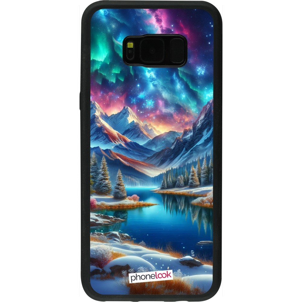 Coque Samsung Galaxy S8+ - Silicone rigide noir Fantasy Mountain Lake Sky Stars