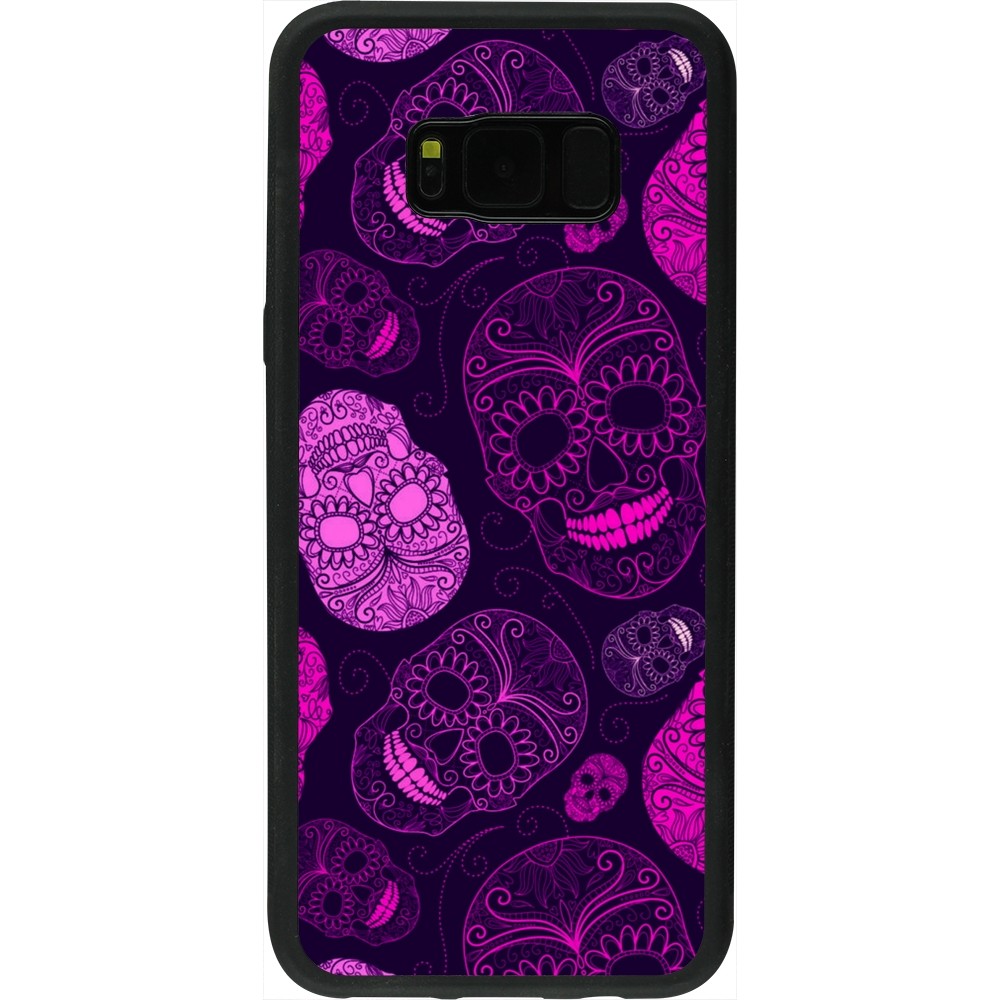 Coque Samsung Galaxy S8+ - Silicone rigide noir Halloween 2023 pink skulls