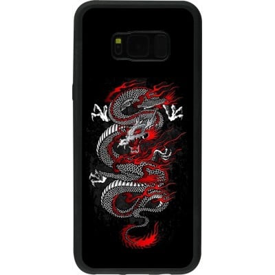 Coque Samsung Galaxy S8+ - Silicone rigide noir Japanese style Dragon Tattoo Red Black