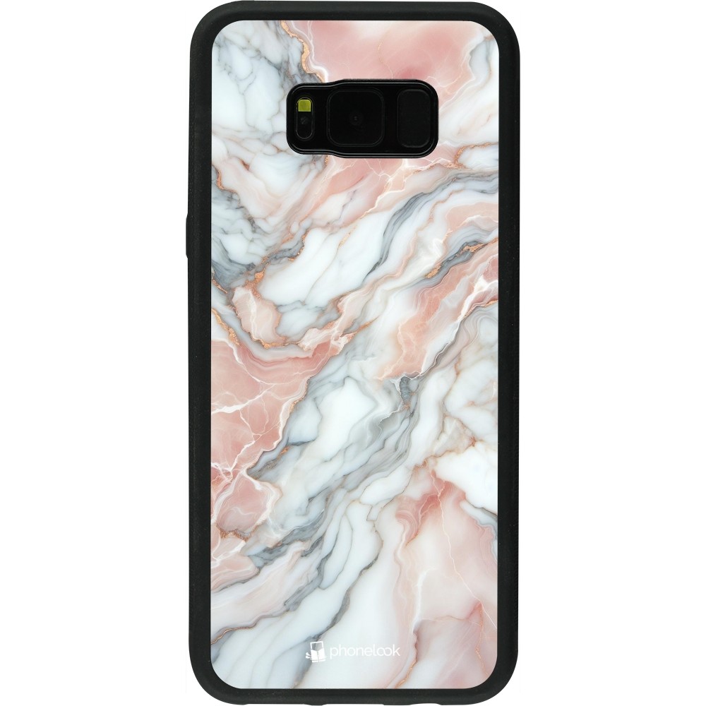 Coque Samsung Galaxy S8+ - Silicone rigide noir Marbre Rose Lumineux