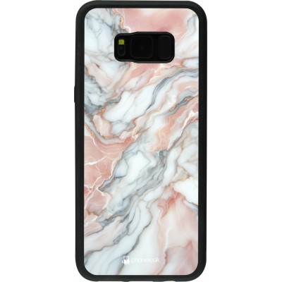 Coque Samsung Galaxy S8+ - Silicone rigide noir Marbre Rose Lumineux