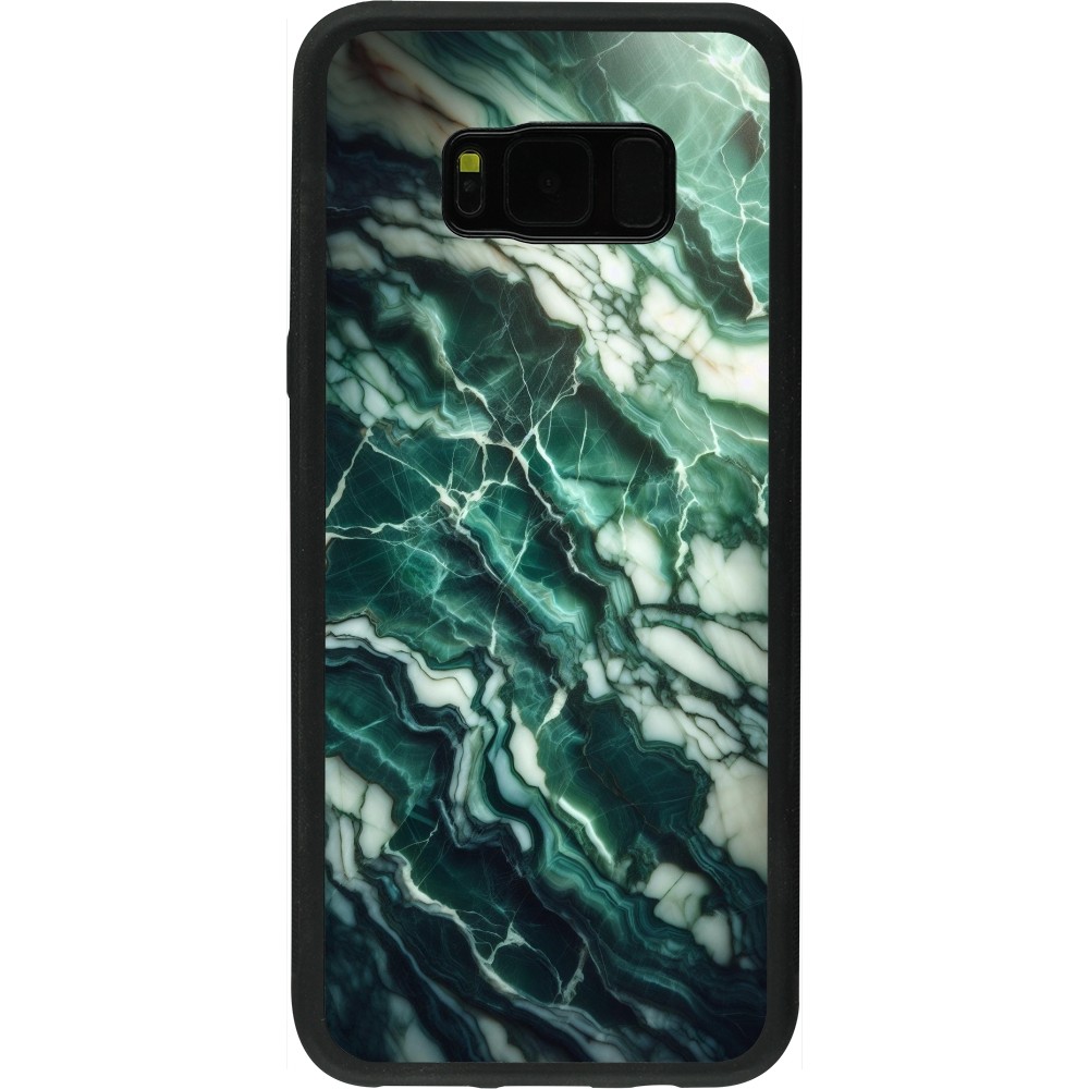 Coque Samsung Galaxy S8+ - Silicone rigide noir Marbre vert majestueux