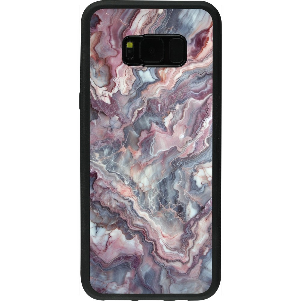 Coque Samsung Galaxy S8+ - Silicone rigide noir Marbre violette argentée