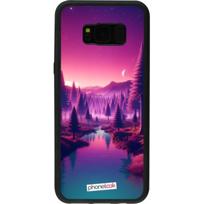 Coque Samsung Galaxy S8+ - Silicone rigide noir Paysage Violet-Rose