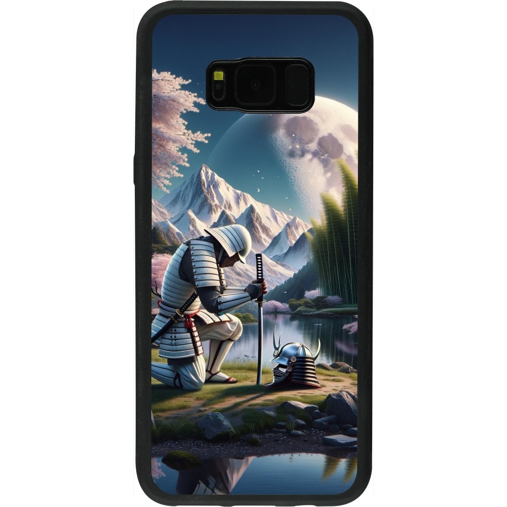 Coque Samsung Galaxy S8+ - Silicone rigide noir Samurai Katana Lune