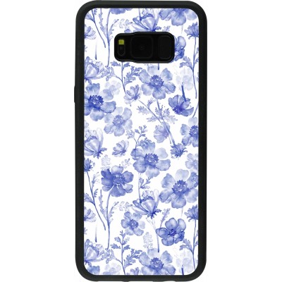 Coque Samsung Galaxy S8+ - Silicone rigide noir Spring 23 watercolor blue flowers