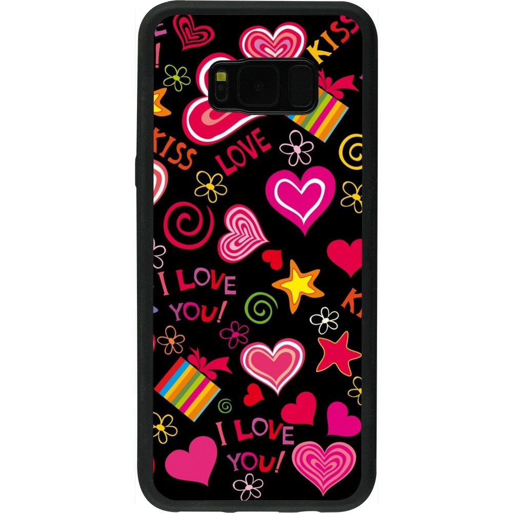 Coque Samsung Galaxy S8+ - Silicone rigide noir Valentine 2023 love symbols