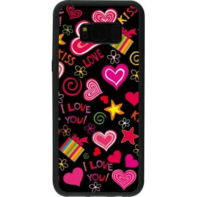 Coque Samsung Galaxy S8+ - Silicone rigide noir Valentine 2023 love symbols