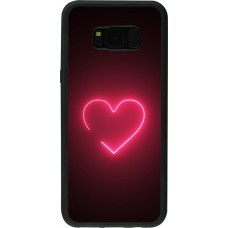 Coque Samsung Galaxy S8+ - Silicone rigide noir Valentine 2023 single neon heart