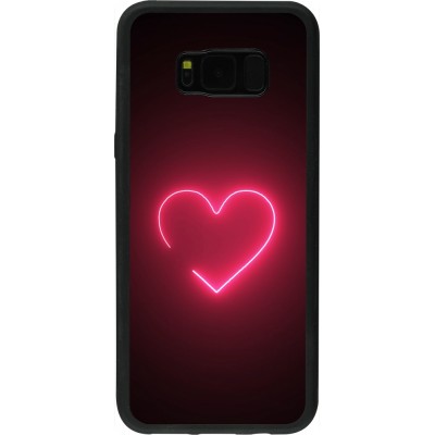 Coque Samsung Galaxy S8+ - Silicone rigide noir Valentine 2023 single neon heart