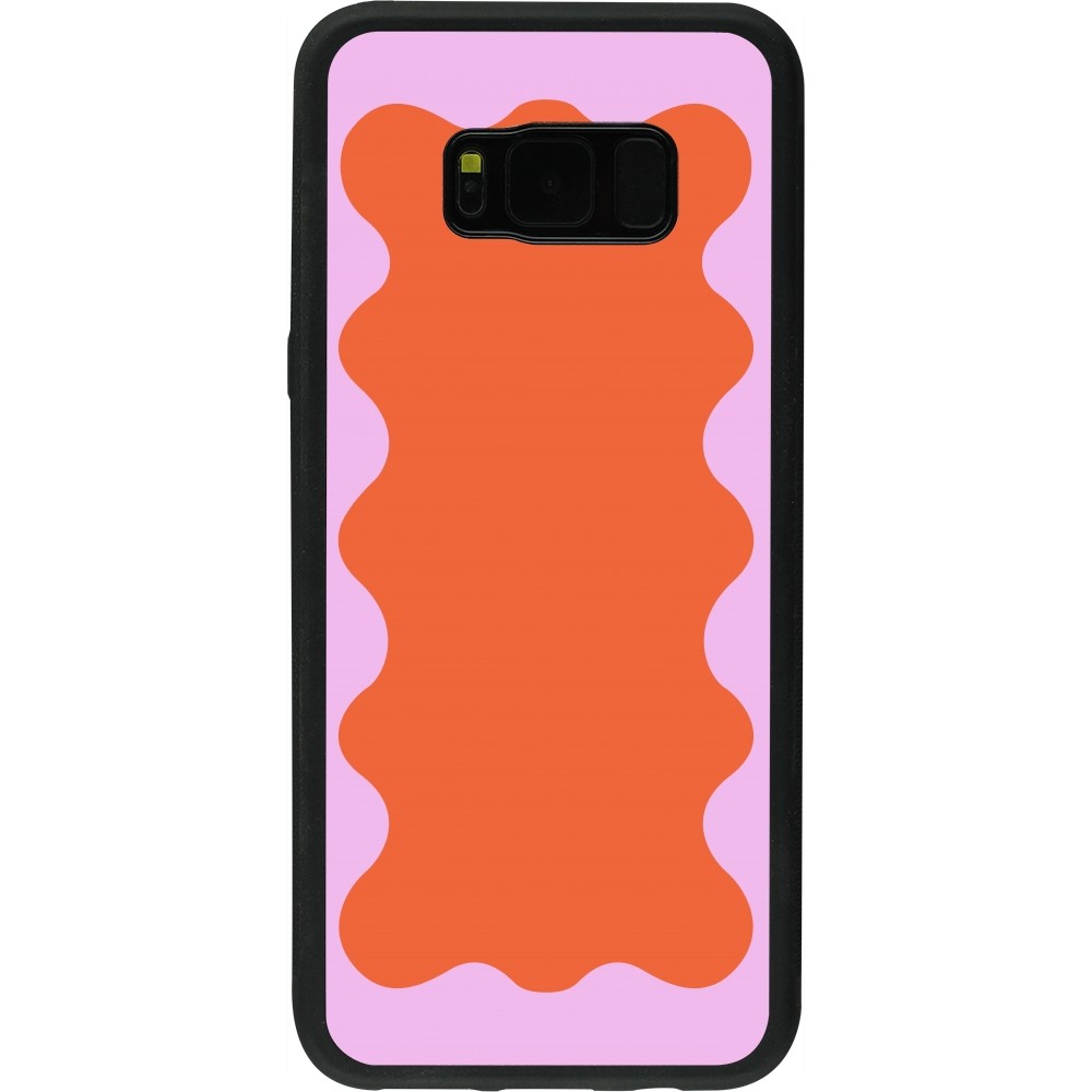 Coque Samsung Galaxy S8+ - Silicone rigide noir Wavy Rectangle Orange Pink